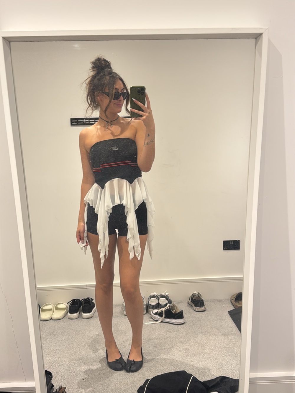 Nike Strapless Black Dress with White Draped Peplum